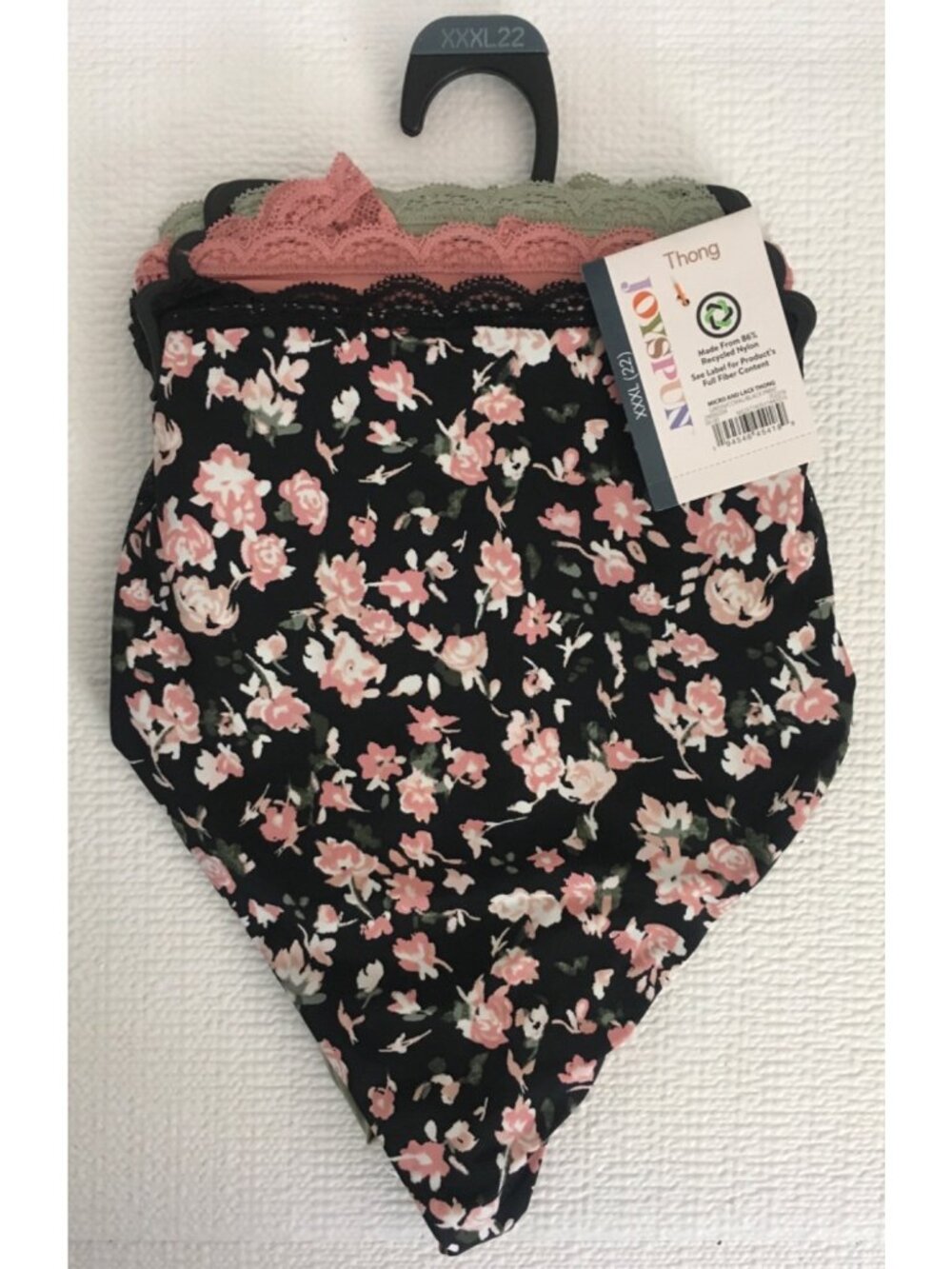 Joyspun 3 Pack Micro Lace Thong Underwear Size XXXL Black Rose Green New w Tags